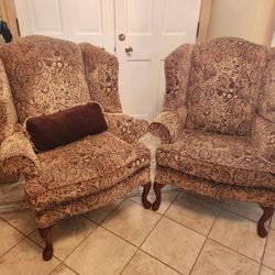 Set Of 2 Beautiful Hi-End Wingback Chairs- Excellent Condition 