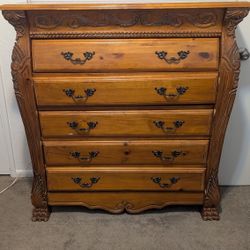 Beautiful Solid Oak Wood Dresser And Two End Tables