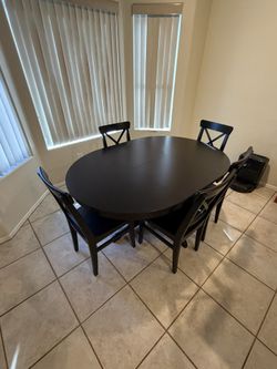 IKEA Rosentorp Black Leaf Table W/ 5 Chairs