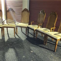 BERNHARDT FURNITURE Country French Style Cane Back Dining Arm Chair Set Of 6