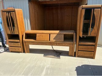 King sized solid oak headboard set