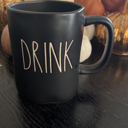 Rae Dunn Black DRINK Mug