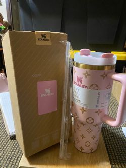 Stanley 40oz Pink and Gold “Louie Vuitton” Monogram