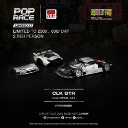 Pop Race 1:64 Mercedes-Benz CLK GTR Raw Metal - Hong Kong Toycar Salon 2026 VDX