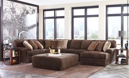 Pottery Barn Large brand new versatile brown rust sectional couch and ottoman