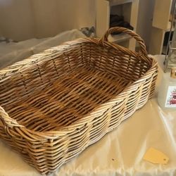 Woven Wicker Basket with Handles