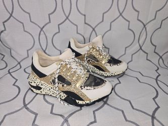 Steve Madden Women's Barra Snake Skin Print Sequin Sneaker Size 7 M