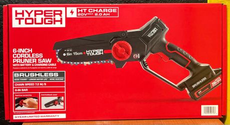 Hyper Tough HT Charge 20 Volt 6" Pruner Saw Chain Saw Kit with Charger & Battery