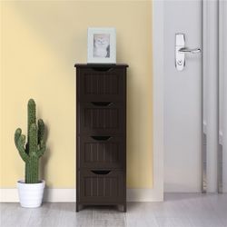 Wooden Bathroom Floor Cabinet Storage Cabinet Organizer with 4 Drawers