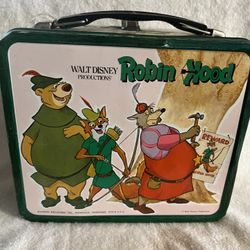 Vintage 1970’s Disney Robin Hood Metal Lunch Box With Thermos 