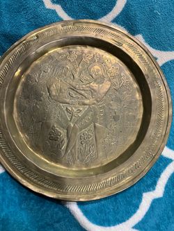 Vintage Syrian Brass Decorative Plates – Pair