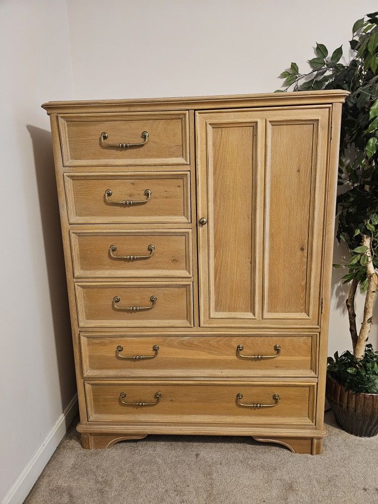 Bernhardt Pickled Oak Chifferobe