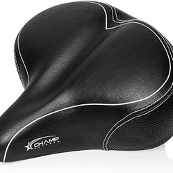 Oversized Comfortable Bike Seat – Comfort Cushion Replacement Bicycle Saddle – Universal Fit for Outdoor Bike and Beach Cruiser Bikes - Indoor Spin an