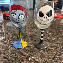 Jack and Sally Wine Glass