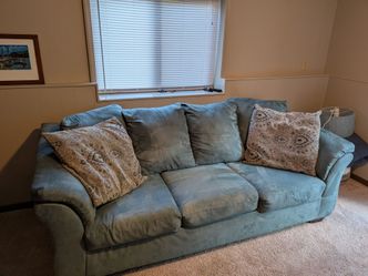 Blue-Gray Microfiber 3-Seat Sofa