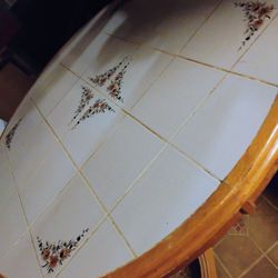 Dining Table Vintage With Tile Inlay 4.5 Ft By 2.5 Ft