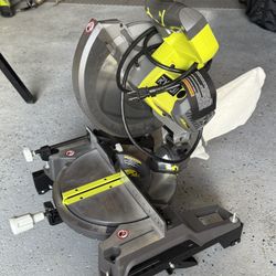 ryobi TS1346 10 Inch Miter Saw w/ LED 120v 60hz 14 amp w/ WARRIOR 350 lb. Folding Miter Saw Stand for Saws up to 10 in.