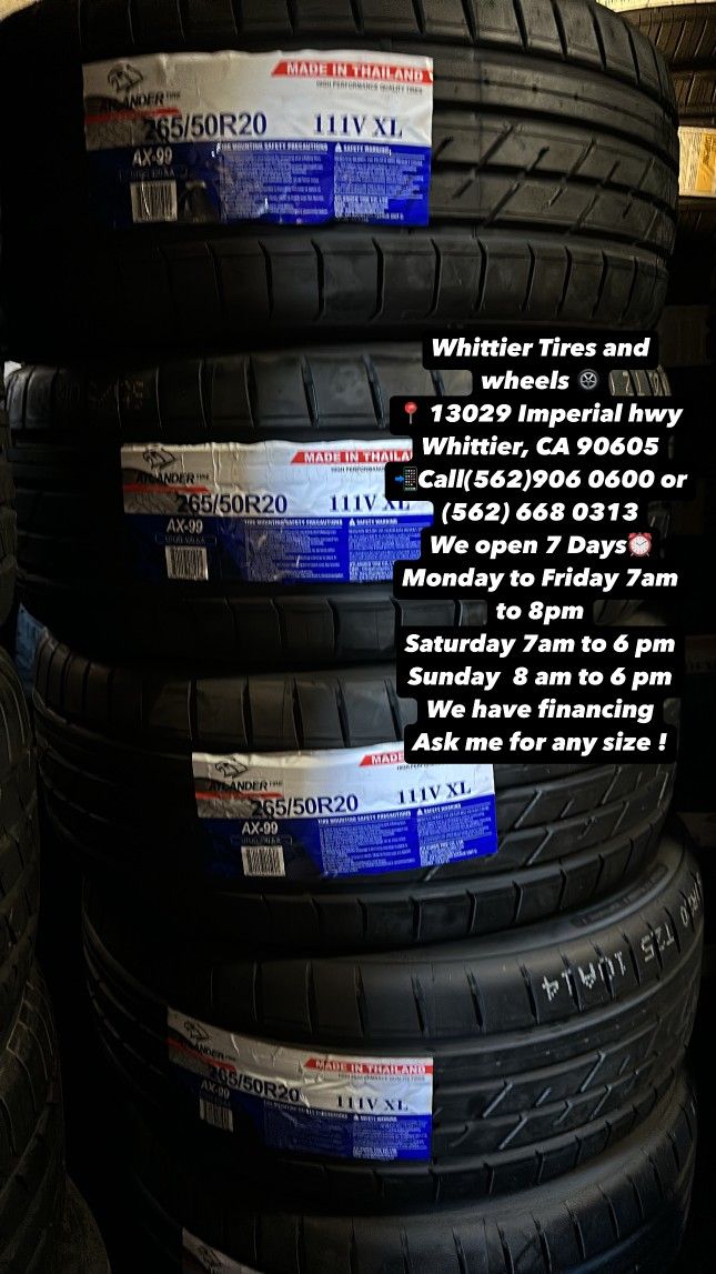 SET OF NEW TIRES, 265/50R20 ATLANDER , INCLUDING MOUNTING AND BALANCING. ASK ME FOR ANY SIZE OR BRAND,