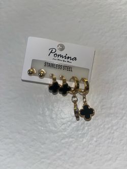 Pomina Stainless Steel Gold Earring Set