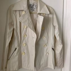 Women White faux leather jacket, size large