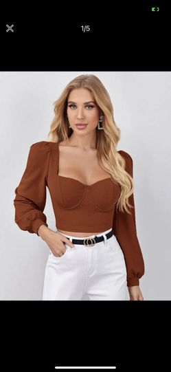 Crop Top Lantern Sleeve