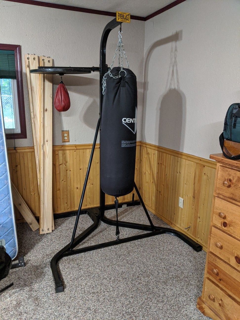 Kick boxing bag with stand and speed bag