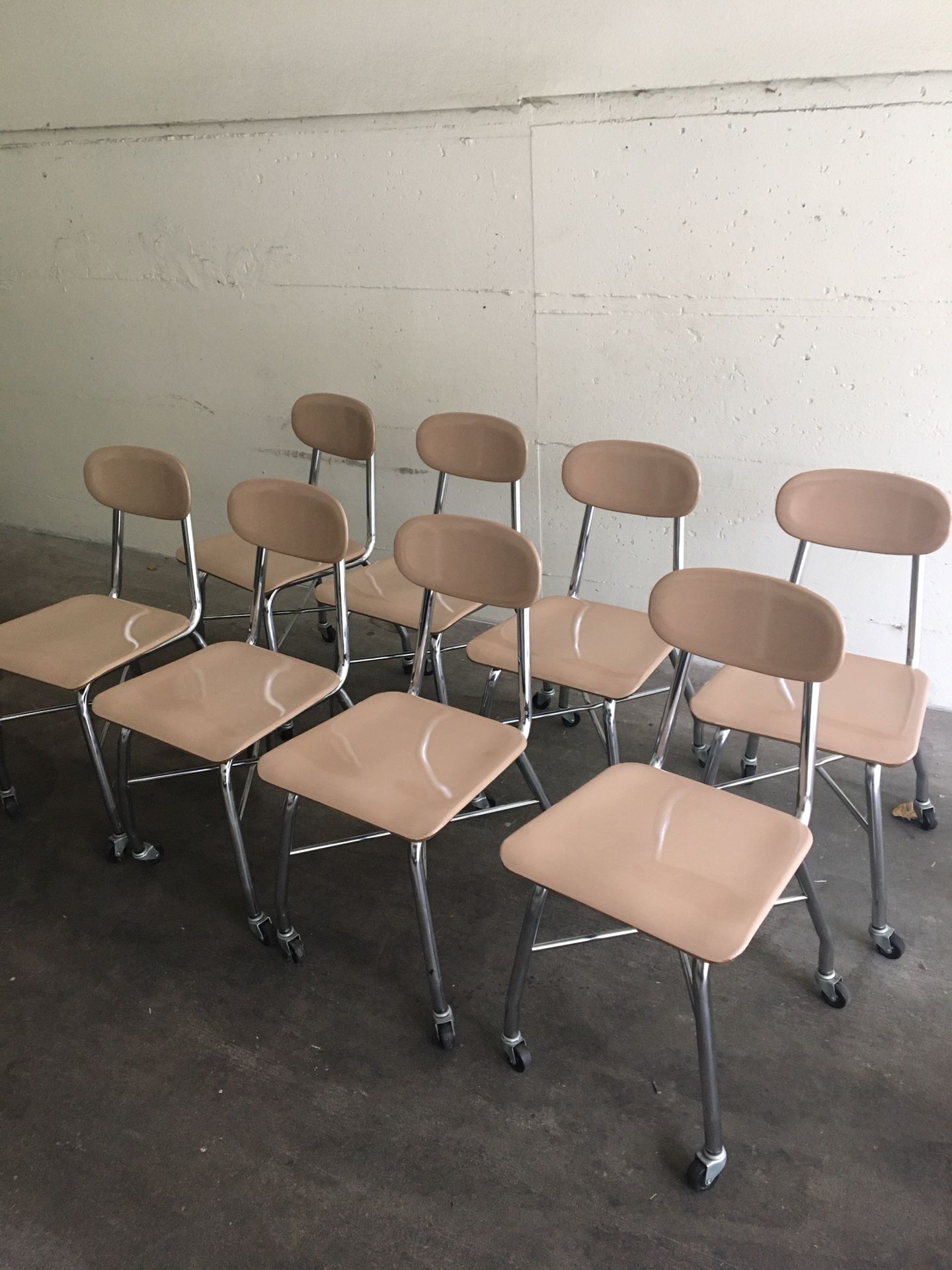 8 heavy Duty Columbia Commercial School Chairs On Casters