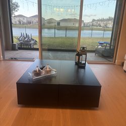 Modern black coffee table set of 2