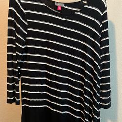 Very Long Shirt/dress Long Sleeve Black And White Stripe