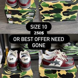 BAPE Men's Burgundy and Grey