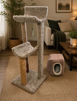 Cat tree scratching posts and bed