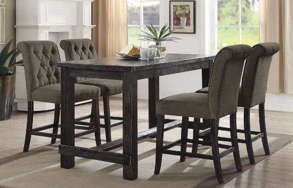 Brand New Antique Black Grey 5pc Counter Height Dining Table Set