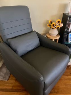 Like- New Gray Power Swivel Recliner Nursery Chair w/USB Ports