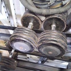 Pair Of 100-pound Pro-style Dumbbells W Hex Handles 200lbs Total Weights