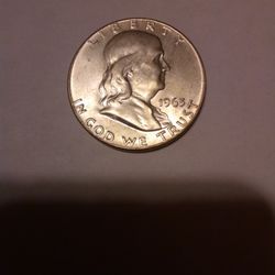 1963 Benjamin Franklin Half Dollar Coin, BU, 90% Silver