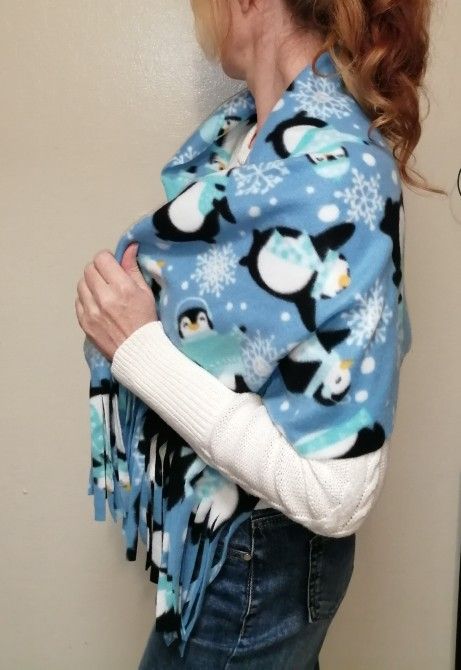 Oversized Anti Pill Fleece Scarf, Shawl With Fringe