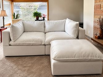 Albany Park Kova 86" Sofa + Ottoman – Cloud White – $795