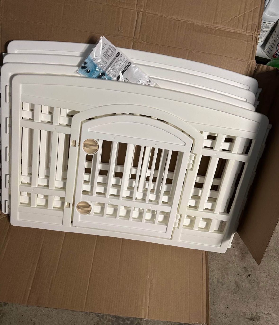 RIS USA 24" 4-Panel Dog Playpen with Door, 35 x 35 x 24, Puppy Playpen, Dog Play Pen Indoors, Pet Fence, Puppies/Small Dogs, White