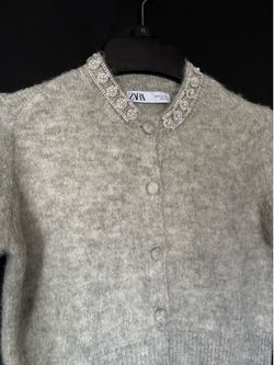 Zara gray knit short sleeve cardigan