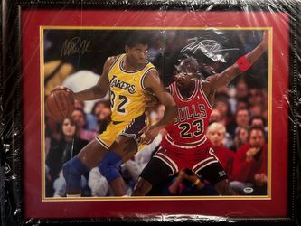 Michael Jordan Magic Johnson Signed Photo