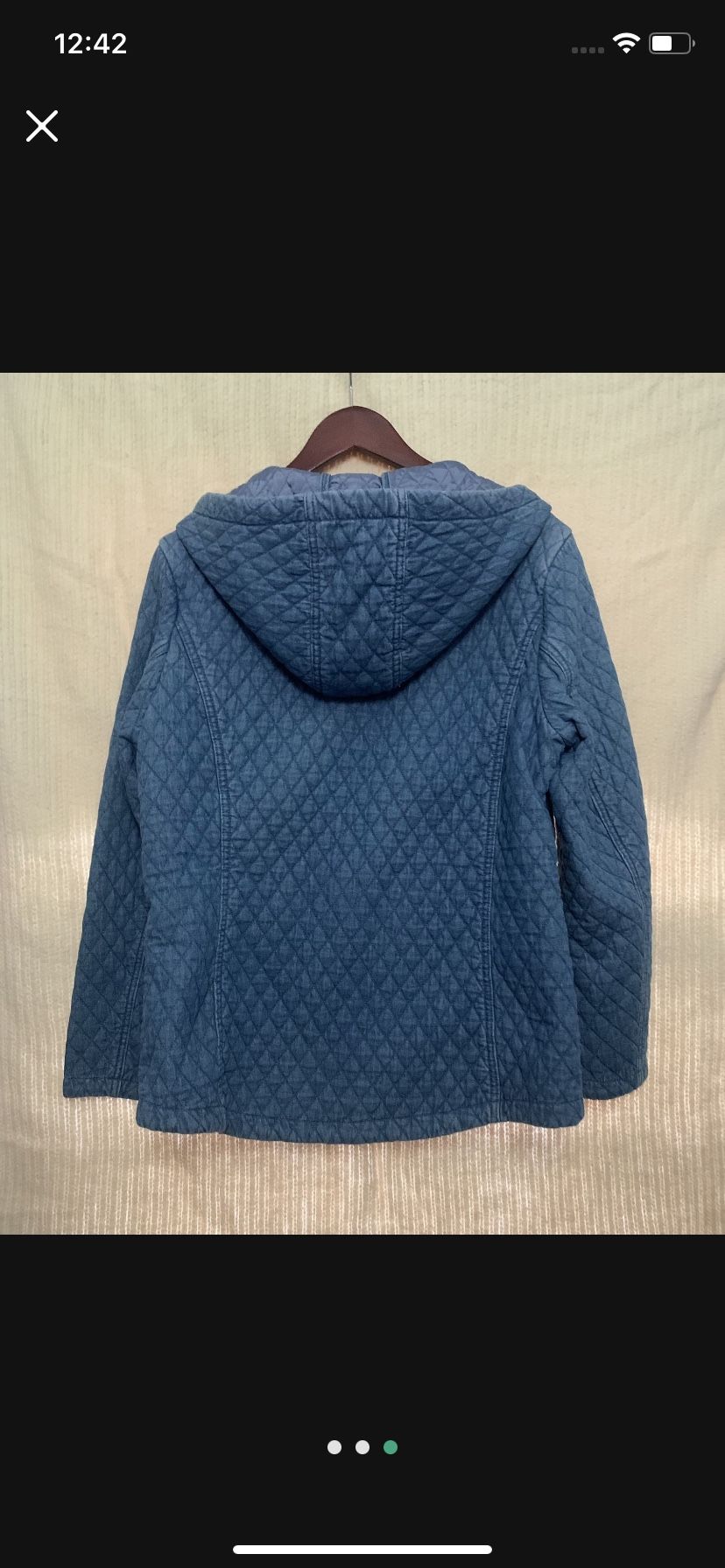 Denim Quilted Snap Hooded Jacket