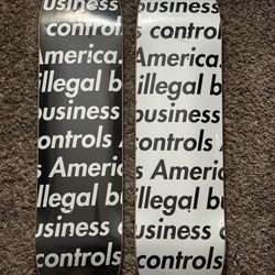 Complete 2-Deck Set – Supreme “Illegal Business” Skateboards (SS18)  Includes: • Black – 8.25 • White – 8.375  Both decks are brand new, still factory