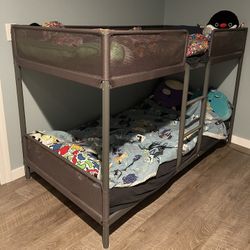 IKEA "TUFFING" Bunk Bed (with Mattresses), Dark Gary, Twin
