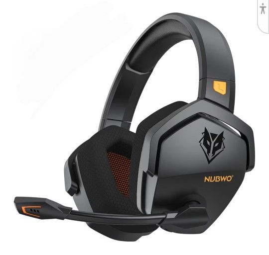 NUBWO G06 Dual Wireless Gaming Headset with Microphone for PS5, PS4, PC-Black/Orange