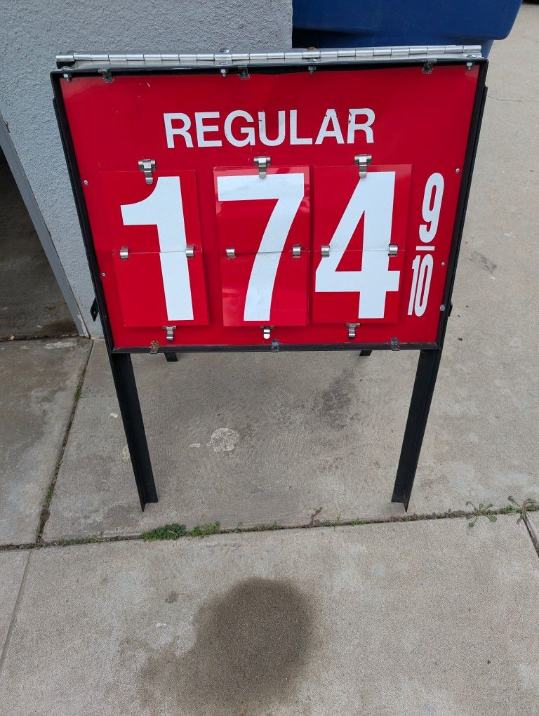 Vintage Standing Gas Station Sign Metal Flip Numbers