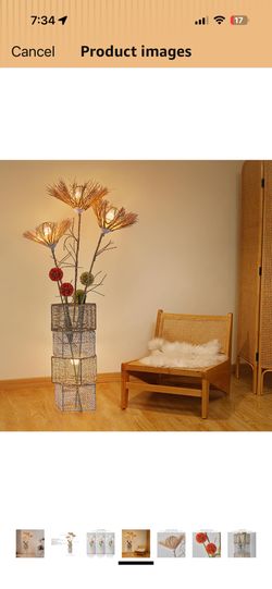 Japanese Rattan Floor Lamp for Living Room