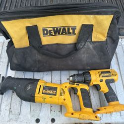 DeWalt Drill And Sawzall W/bag NO BATTERIES