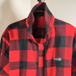 NEW Columbia XL Red & Black Fleece Jacket – Buffalo Plaid