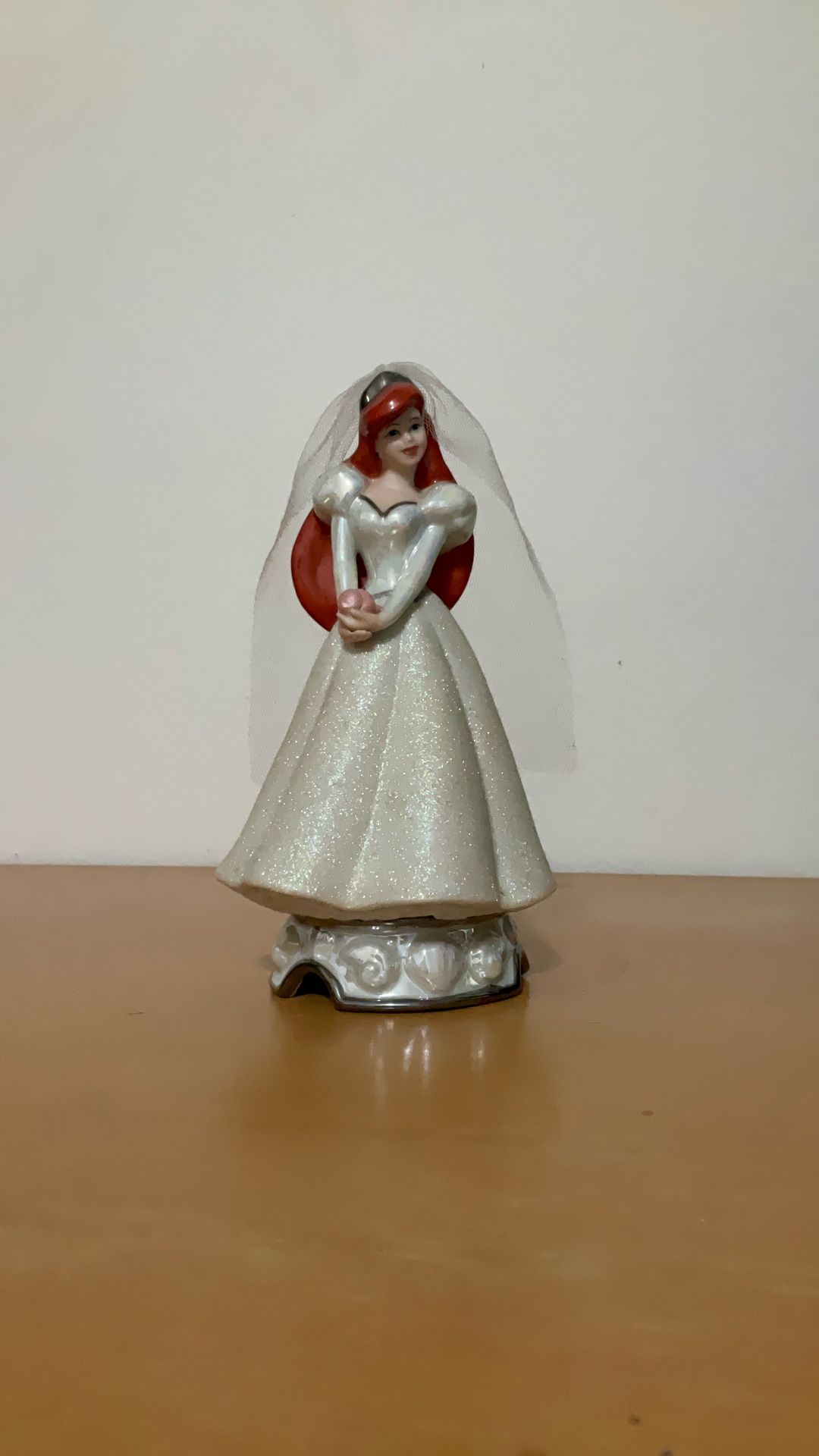 Vintage Ariel Wedding Porcelain Figure – Disney – Glitter Dress + Real Veil
