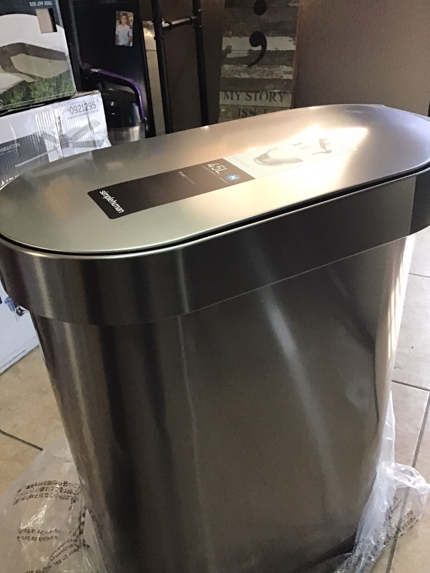 Simplehuman. Trash Can 45 Liter Fingerprint Proof Brushed Stainless Steel Slim Stepon Retail